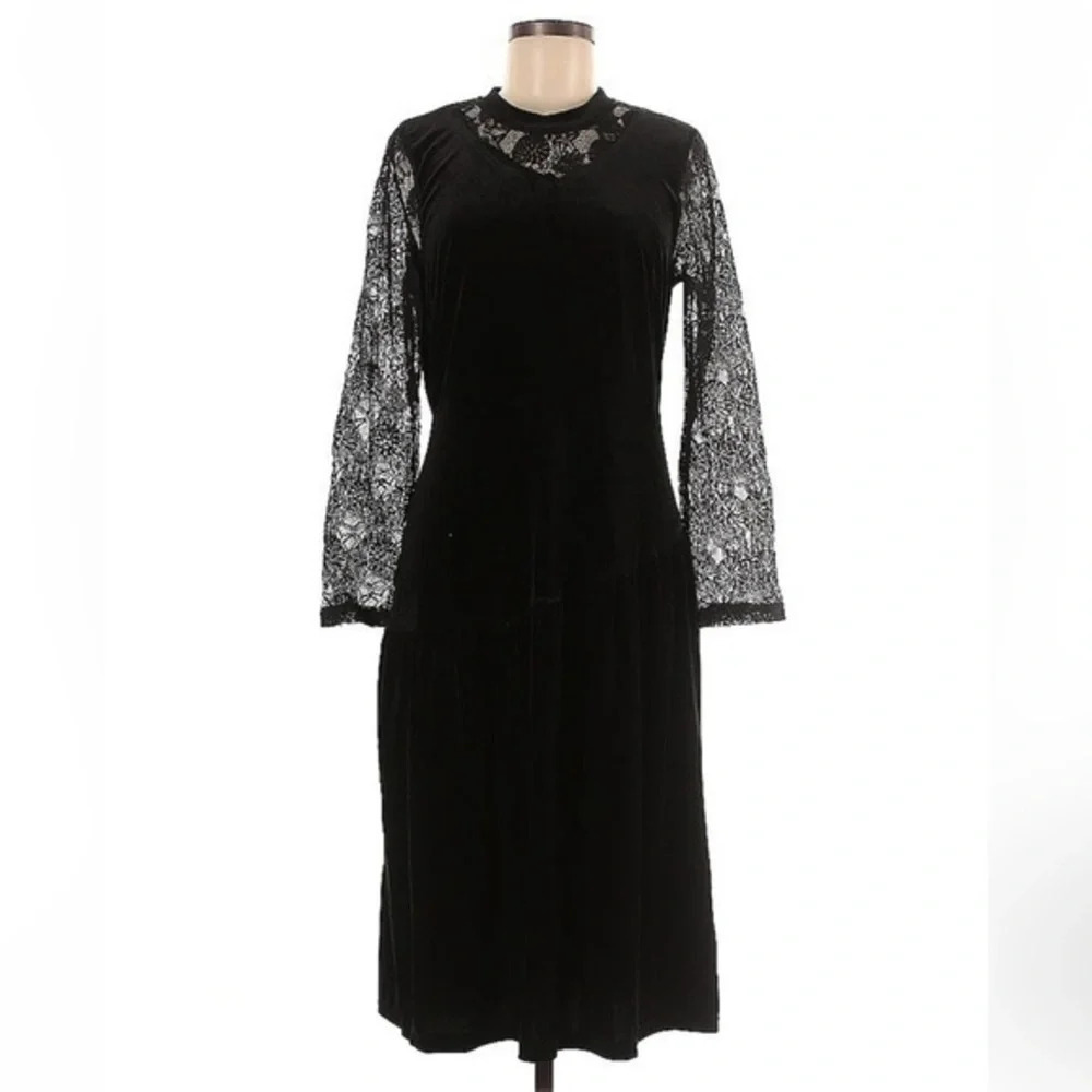 Tricosa Vintage Classic Black Made In France Whimsigoth Cocktail Dress Size L